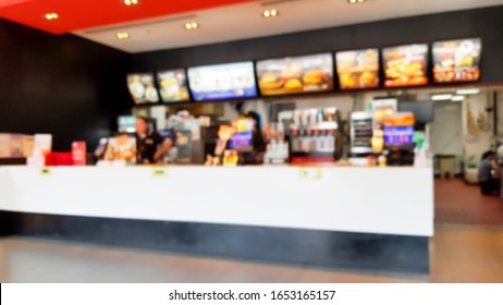 Blurred Images Inside The Burger Shop.