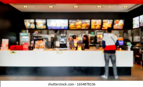 Blurred Images Inside The Burger Shop.