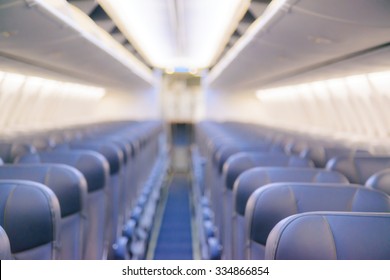 Blurred inside airplane, airplane cabins blur