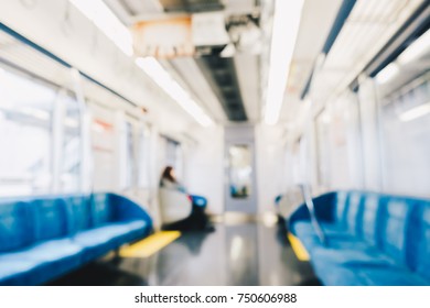 Blurred Inside Jr Railway Train With Empty Seat, Travel Conept