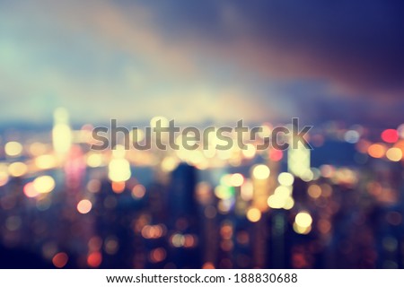 blurred lighhts from peak Victoria, Hong Kong
