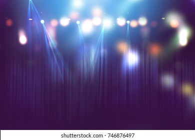 Blurred Lights On Stage, Abstract Image Of Concert Lighting