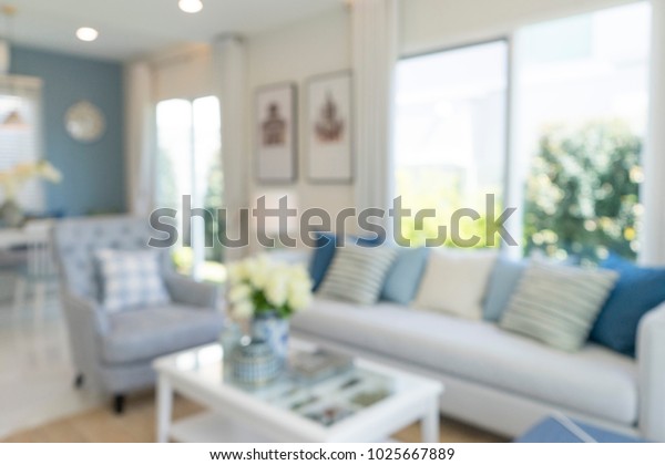 Blurred Living Room Blue Tone Wall Stock Photo Edit Now