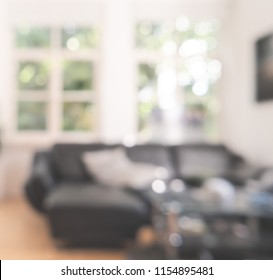 Blurred living room with great windows
