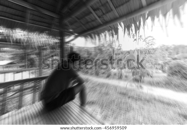 Blurred Man Sitting On Terrace Motion Stock Photo 456959509 Shutterstock