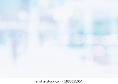 BLURRED MEDICAL OFFICE BACKGROUND, BLUE AND WHITE INTERIOR