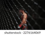 Blurred Mixed Martial Arts Fighter with Cage in the Foreground