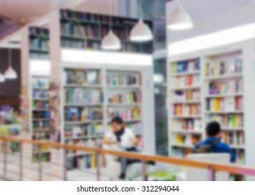 blurred modern withe decoration in library book room