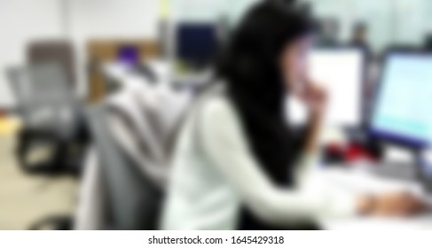 Blurred Motion Of Asian Female Software Engineer On Daily Activity At Office.meeting,making Concept,coding And Presentation. Suitable For Technology Concept.