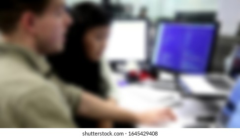 Blurred Motion Of Asian Female Software Engineer On Daily Activity At Office.meeting,making Concept,coding And Presentation. Suitable For Technology Concept.