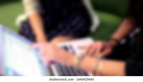 Blurred Motion Of Asian Female Software Engineer On Daily Activity At Office.meeting,making Concept,coding And Presentation. Suitable For Technology Concept.