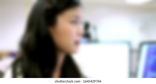 Blurred Motion Of Asian Female Software Engineer On Daily Activity At Office.meeting,making Concept,coding And Presentation. Suitable For Technology Concept.