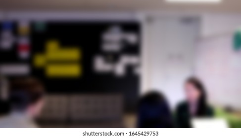 Blurred Motion Of Asian Female Software Engineer On Daily Activity At Office.meeting,making Concept,coding And Presentation. Suitable For Technology Concept.