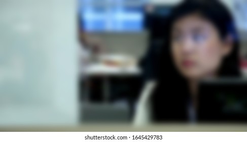 Blurred Motion Of Asian Female Software Engineer On Daily Activity At Office.meeting,making Concept,coding And Presentation. Suitable For Technology Concept.