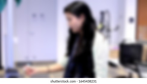 Blurred Motion Of Asian Female Software Engineer On Daily Activity At Office.meeting,making Concept,coding And Presentation. Suitable For Technology Concept.