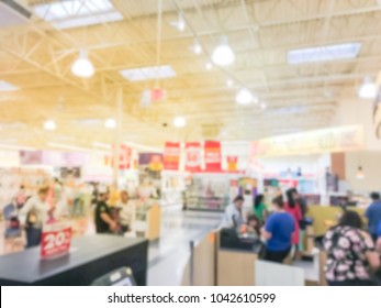 Blurred Motion Busy Checkout Line At Toys Retail Store In America