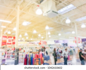 Blurred Motion Busy Checkout Line At Toys Retail Store In America