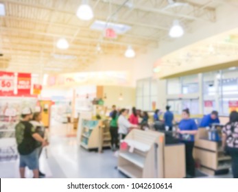 Blurred Motion Busy Checkout Line At Toys Retail Store In America