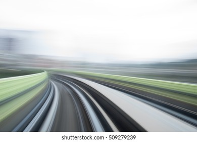 Blurred Motion Moving High Speed Train Inside Tunnel, Taipei Taiwan