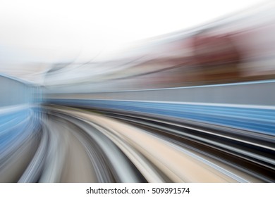 Blurred Motion Moving High Speed Train Inside Tunnel, Taipei Taiwan