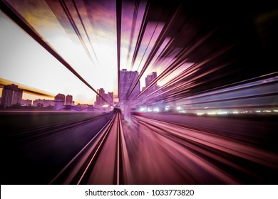 Blurred Motion Travel In MTR Train Of Hong Kong