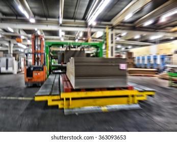 Blurred Movement Inside Paper Mill Factory.