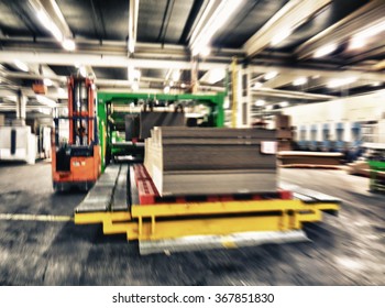 Blurred Movement Inside Paper Mill Factory.