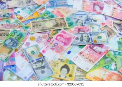 Blurred Multi International Currency For Background