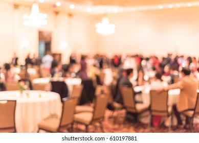 Blurred Multiethnic People In Gala Dinner Of Vietnamese New Year Celebration At Hotel Ballroom 