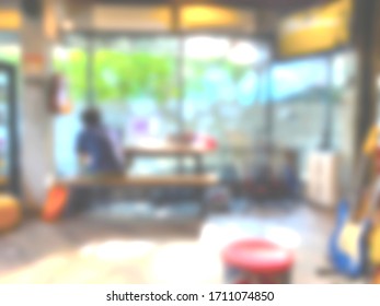 Blurred Music Store Interior Space Background.