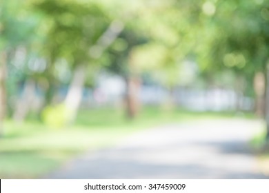 Blurred Natural City Park Background With Bokeh