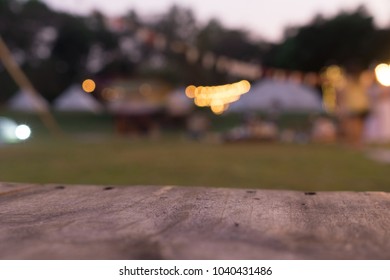 Blurred The Night Party With Light And A Small Music Stage.