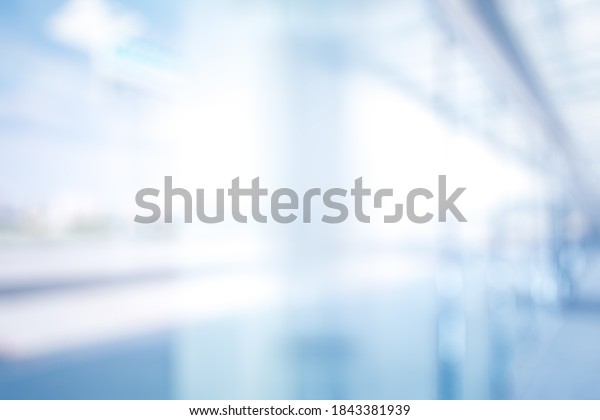 Blurred Office Background Blue Business Hall Stock Photo 1843381939 ...