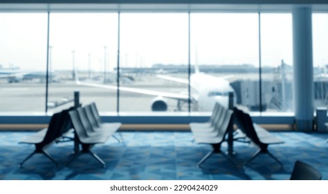 BLURRED OFFICE BACKGROUND, MODERN BUSINESS HALL WITH LIGHT REFLECTONS ON THE FLOOR,abstract blur in airport for background. - Shutterstock ID 2290424029