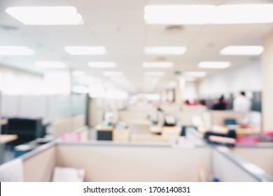Blurred office interior space background in the workplace with computer shallow depth of focus of abstract background.