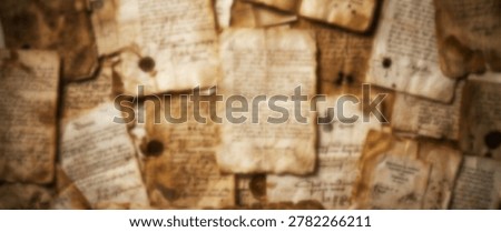blurred old document texture with vintage paper layers and historical appearance. Commercial background suitable for creative projects.