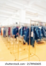 Blurred Or Out Of Focus Abstract Of Fashion Menswear Shop Boutique Interior In Shopping Mall.