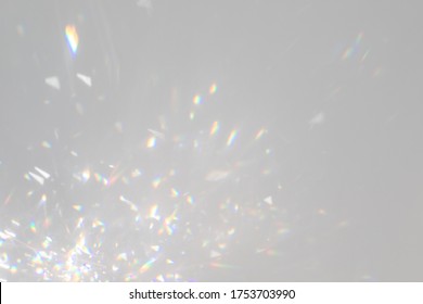 Blurred Overlay Effect For Photo And Mockups. Wall Texture With Organic Drop Diagonal Shadow And Rays Of Light On A White Wall. Shadows For Natural Light Effects