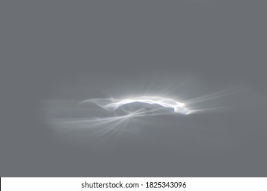 Blurred overlay effect for photo and product mockups presentation. Empty scene with gray background and organic drop shadows and rays of light. Natural rainbow light refraction caustic effect. 