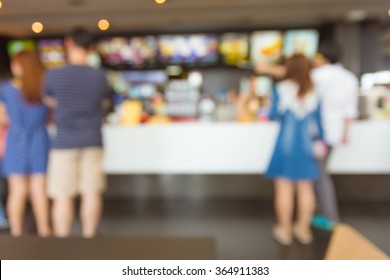 Blurred People Order Fast Food For Background.