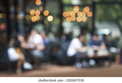 Blurred People Outdoor Resturant On Street For Background