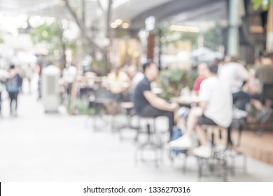 Blurred People Outdoor Resturant On Street For Background