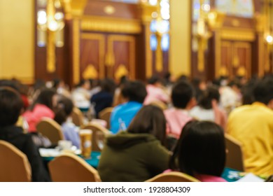 Blurred people sitting in business seminar room in hotel business background
