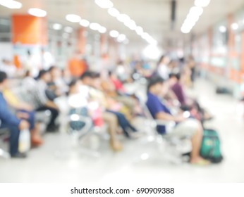 Blurred People Are Sitting In The Waiting Hall ,To Wait For Service Use Us Waiting Time Management In Service Operations Background