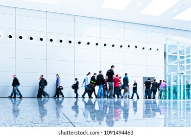 Blurred People At A Trade Fair Hall