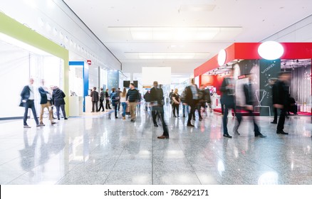 Blurred People At A Trade Fair Hall