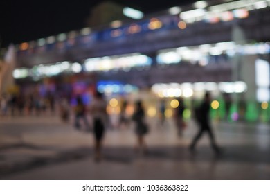 Blurred People Walking On Street Night Stock Photo (Edit Now) 1036363822