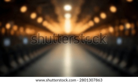 A blurred perspective shot looking down a long corridor with warm, glowing lights creating a sense of depth and warmth.