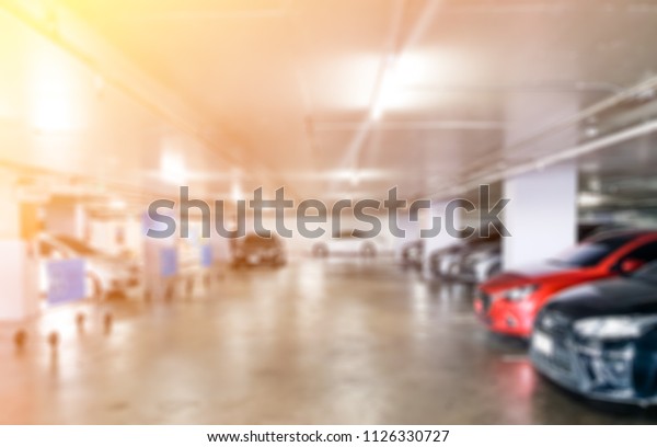 Blurred Photo Car Parking Large Asphalt Stock Photo Edit