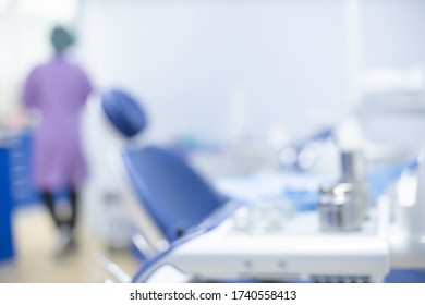 Blurred Photo. Dental Office Without Focus. Hospital Room Texture Background